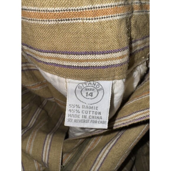 Vintage 80s Gitano Khaki Pleated High Waist Trousers Wide Leg Stripped READ - Picture 11 of 12